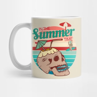 Summer. Vintage skull cocktail enjoying the summer season. Summer time. Mug